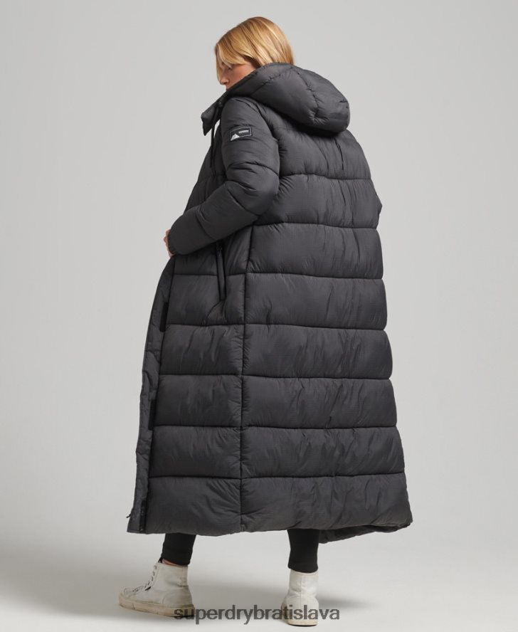 Superdry ženy ripstop longline puffer bunda 6B4ZTR3729 oblečenie čierna