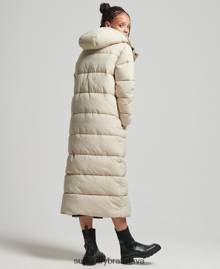 Superdry ženy ripstop longline puffer bunda 6B4ZTR3756 oblečenie béžová
