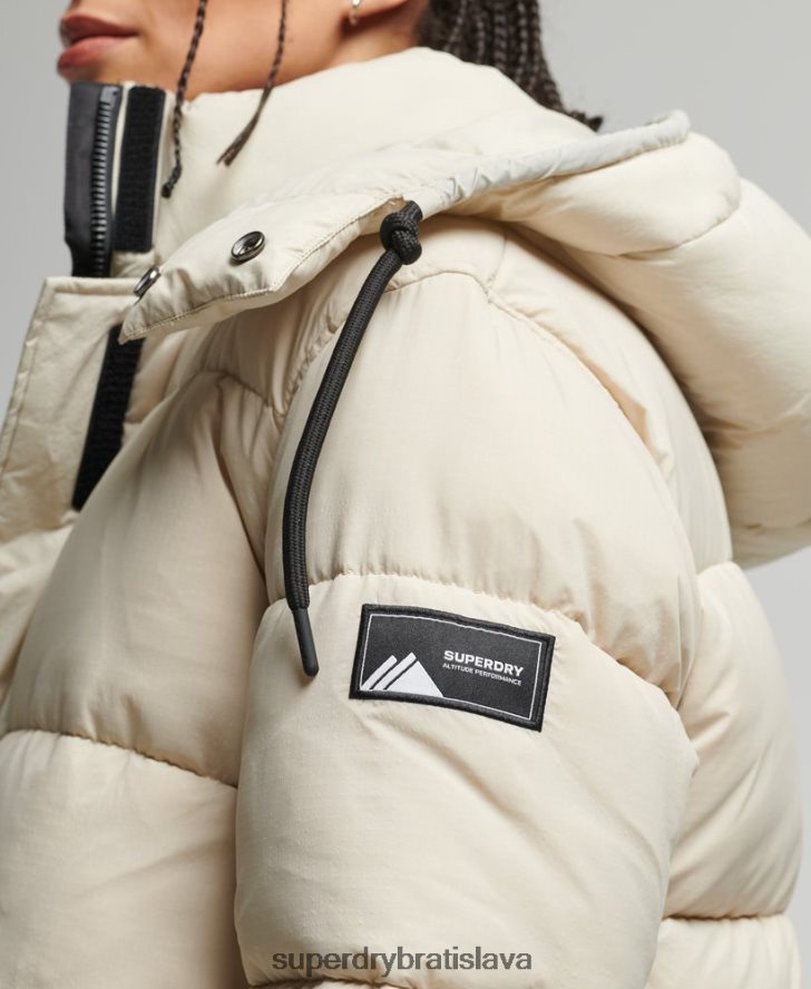 Superdry ženy ripstop longline puffer bunda 6B4ZTR3756 oblečenie béžová