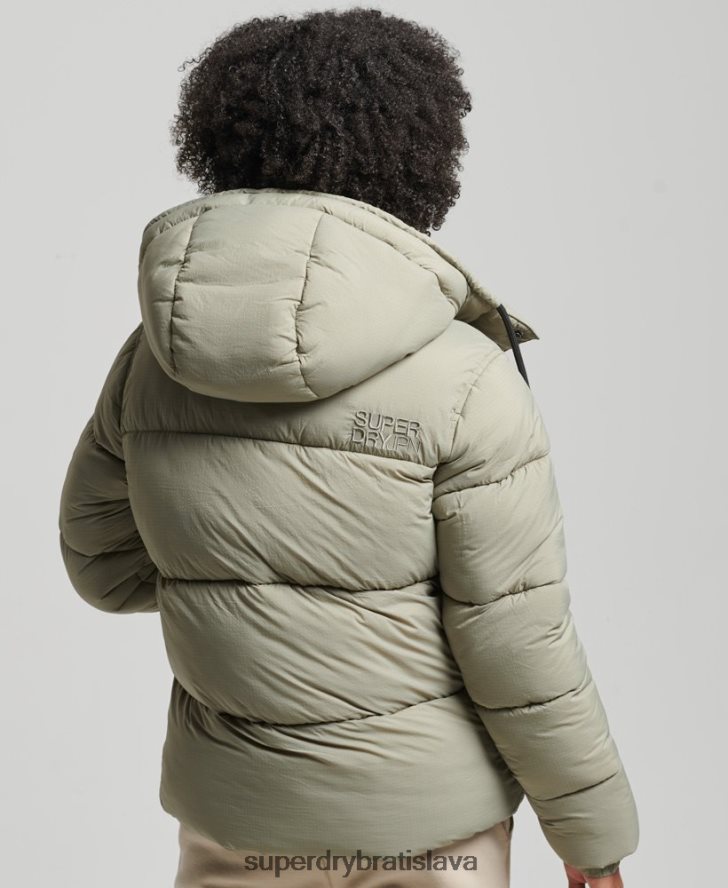 Superdry ženy ripstop puffer bunda s kapucňou 6B4ZTR3574 oblečenie zelená