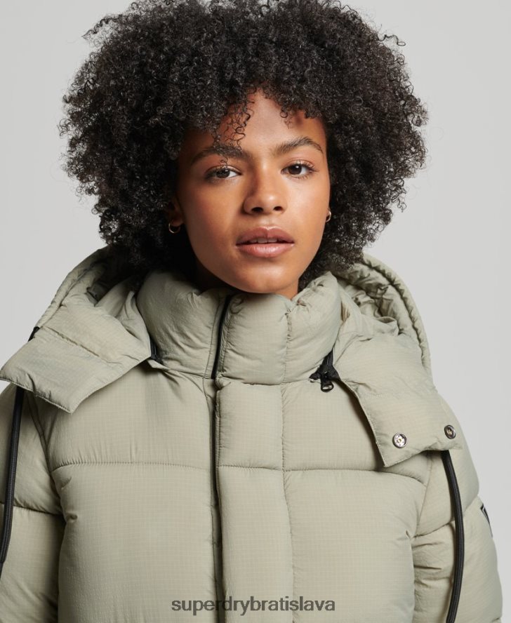 Superdry ženy ripstop puffer bunda s kapucňou 6B4ZTR3574 oblečenie zelená