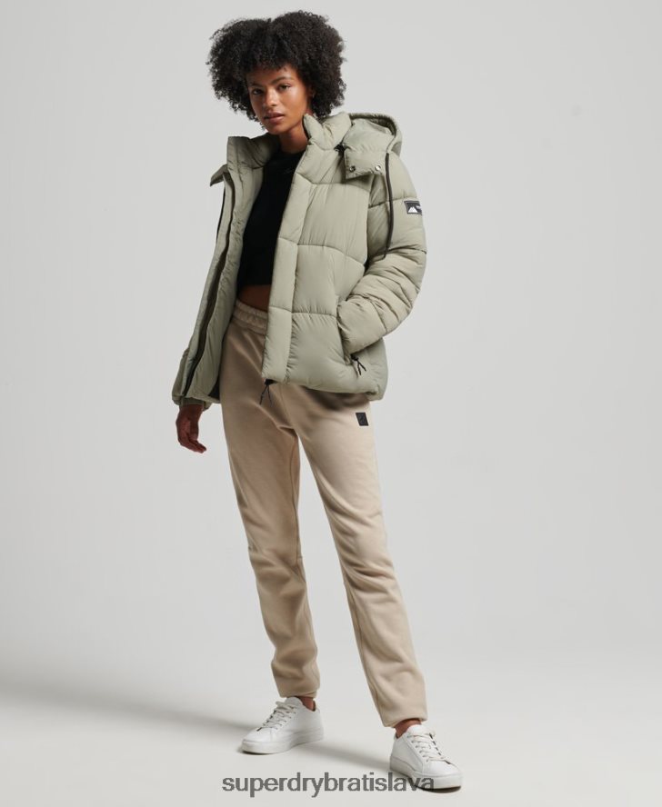 Superdry ženy ripstop puffer bunda s kapucňou 6B4ZTR3574 oblečenie zelená