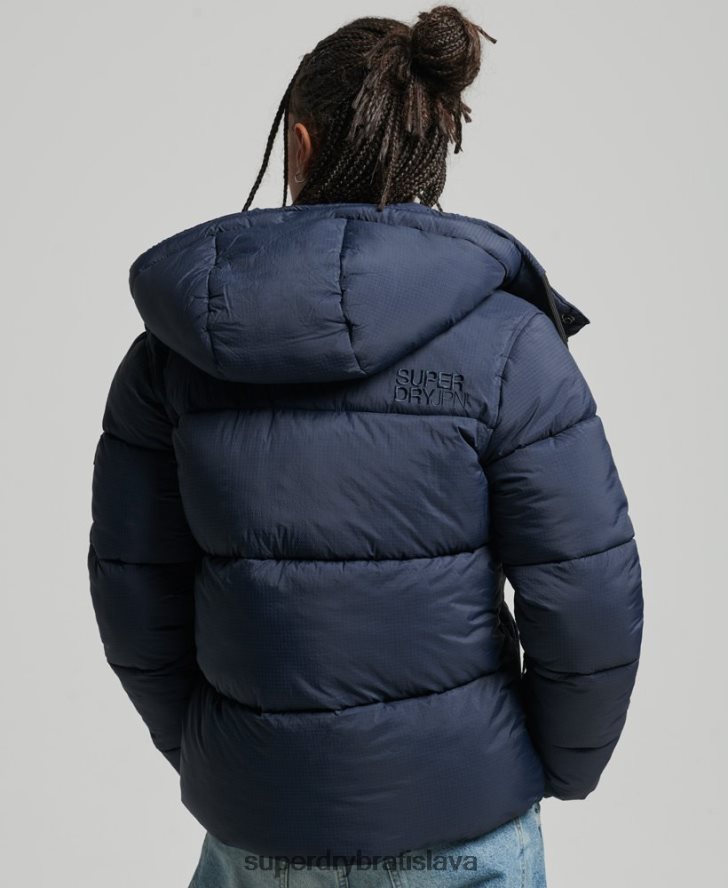 Superdry ženy ripstop puffer bunda s kapucňou 6B4ZTR3689 oblečenie námorníctvo