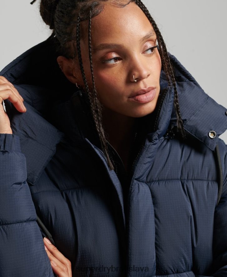 Superdry ženy ripstop puffer bunda s kapucňou 6B4ZTR3689 oblečenie námorníctvo