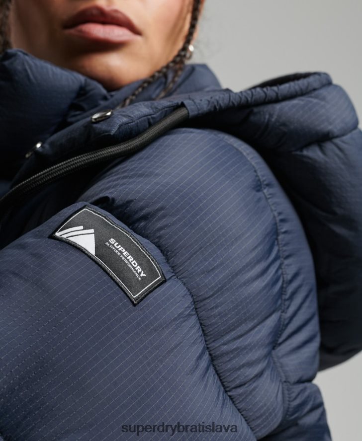 Superdry ženy ripstop puffer bunda s kapucňou 6B4ZTR3689 oblečenie námorníctvo