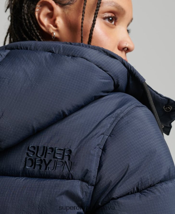 Superdry ženy ripstop puffer bunda s kapucňou 6B4ZTR3689 oblečenie námorníctvo