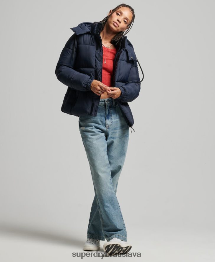 Superdry ženy ripstop puffer bunda s kapucňou 6B4ZTR3689 oblečenie námorníctvo