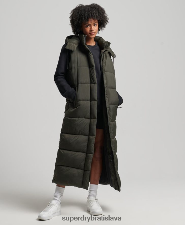 Superdry ženy ripstopový dlhý vlasec s kapucňou 6B4ZTR3675 oblečenie zelená