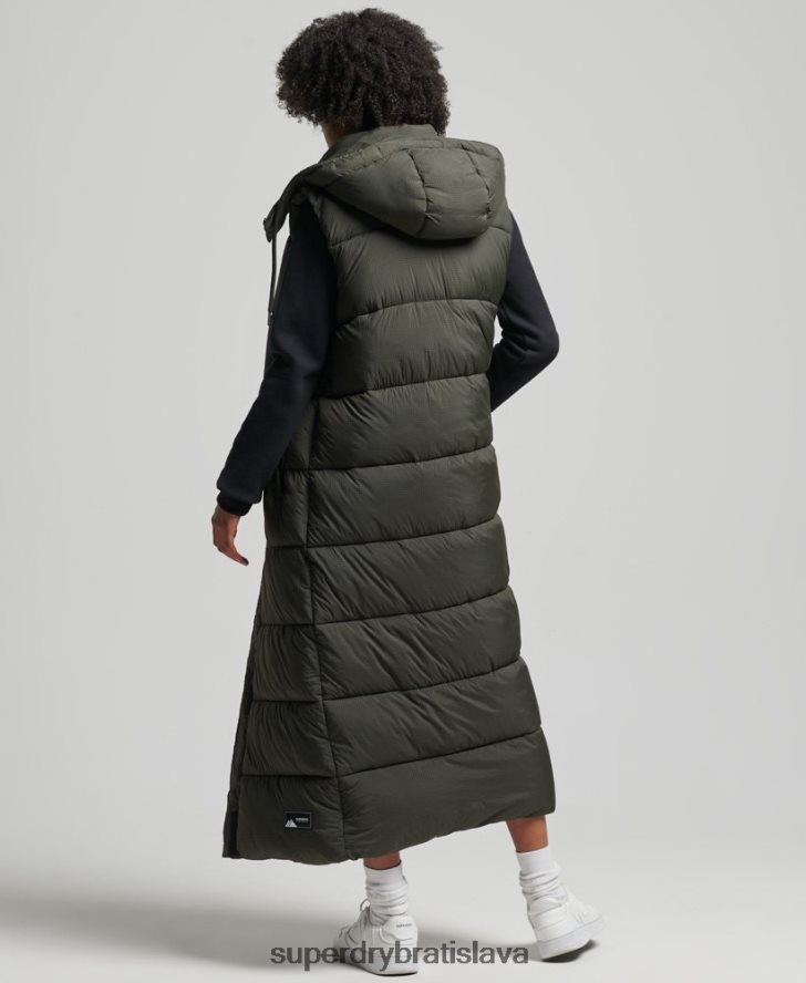 Superdry ženy ripstopový dlhý vlasec s kapucňou 6B4ZTR3675 oblečenie zelená