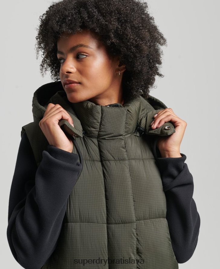 Superdry ženy ripstopový dlhý vlasec s kapucňou 6B4ZTR3675 oblečenie zelená