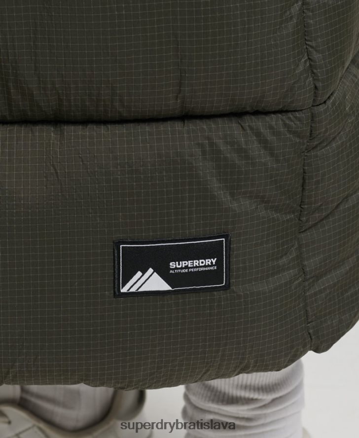 Superdry ženy ripstopový dlhý vlasec s kapucňou 6B4ZTR3675 oblečenie zelená