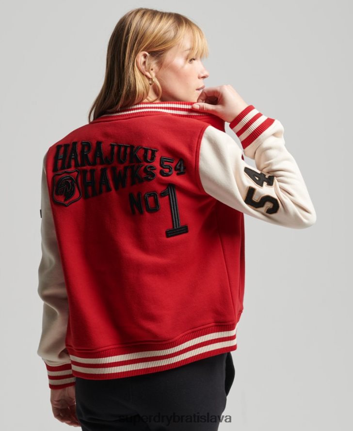 Superdry ženy ročník baseballového dresu typu bomber 6B4ZTR3722 oblečenie červená