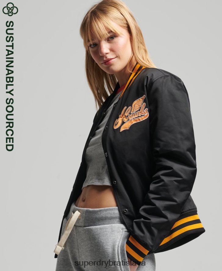 Superdry ženy ročník univerzitného bomberu 6B4ZTR5492 oblečenie čierna