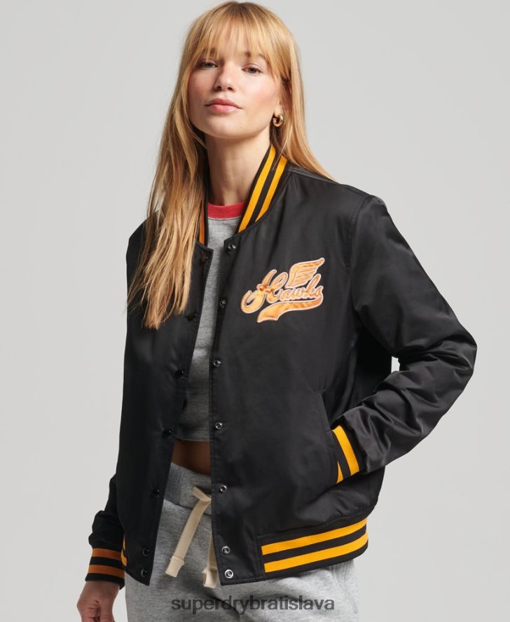 Superdry ženy ročník univerzitného bomberu 6B4ZTR5492 oblečenie čierna
