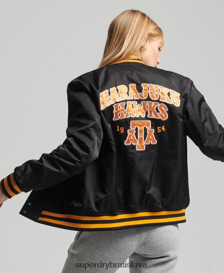 Superdry ženy ročník univerzitného bomberu 6B4ZTR5492 oblečenie čierna