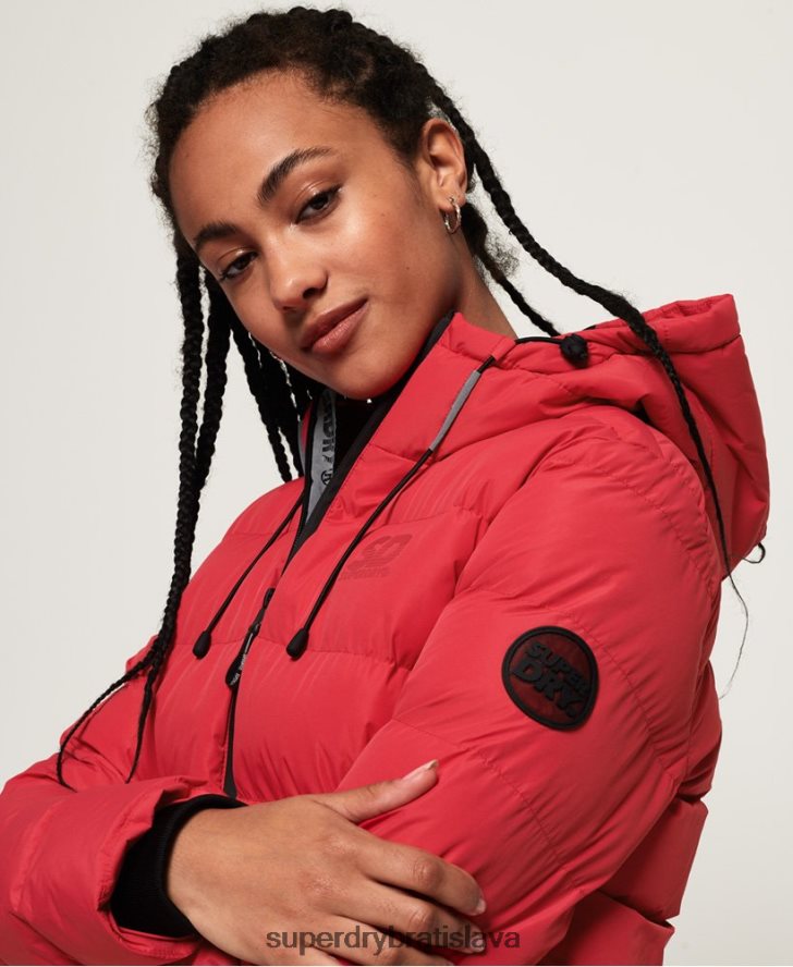Superdry ženy sako s ikonou duchov puffer 6B4ZTR3831 oblečenie červená