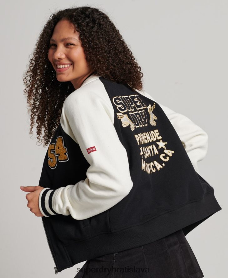 Superdry ženy scenár vysokoškolský bombardér 6B4ZTR3609 oblečenie čierna