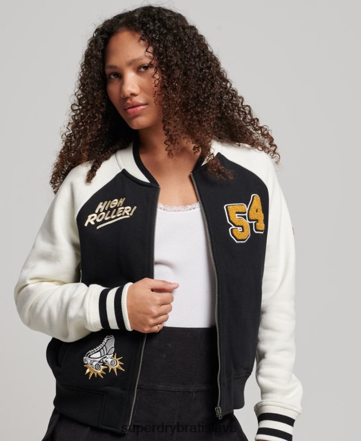 Superdry ženy scenár vysokoškolský bombardér 6B4ZTR3609 oblečenie čierna