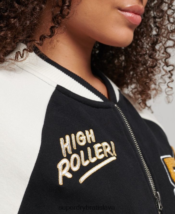 Superdry ženy scenár vysokoškolský bombardér 6B4ZTR3609 oblečenie čierna