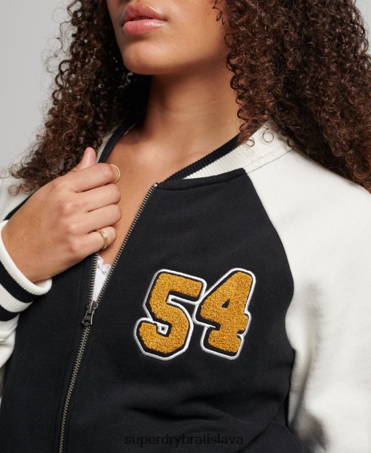 Superdry ženy scenár vysokoškolský bombardér 6B4ZTR3609 oblečenie čierna