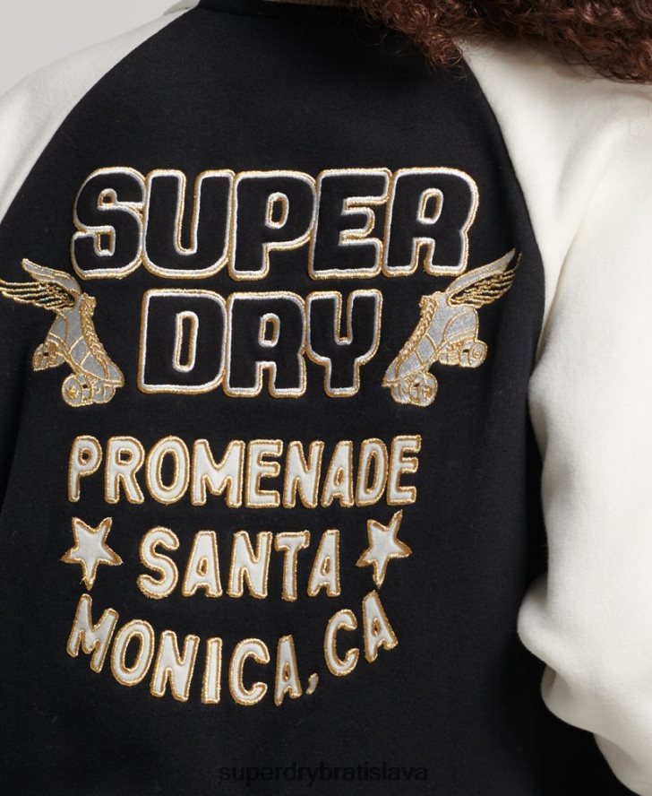 Superdry ženy scenár vysokoškolský bombardér 6B4ZTR3609 oblečenie čierna