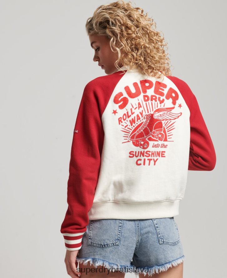 Superdry ženy scenár vysokoškolský bombardér 6B4ZTR3610 oblečenie biely
