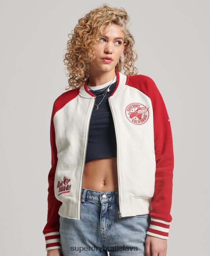 Superdry ženy scenár vysokoškolský bombardér 6B4ZTR3610 oblečenie biely