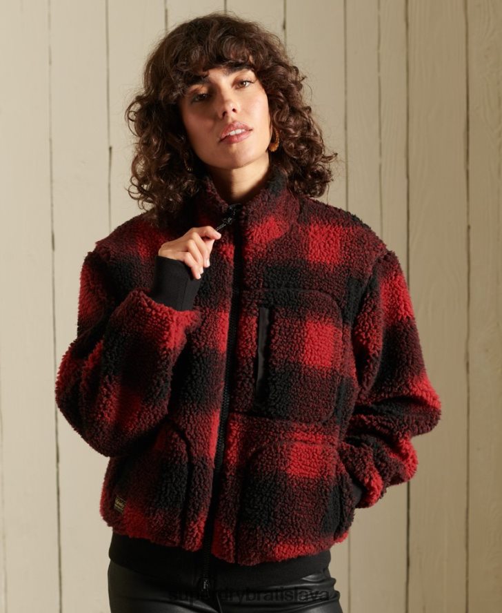 Superdry ženy sherpa bomber bunda 6B4ZTR5484 oblečenie červená