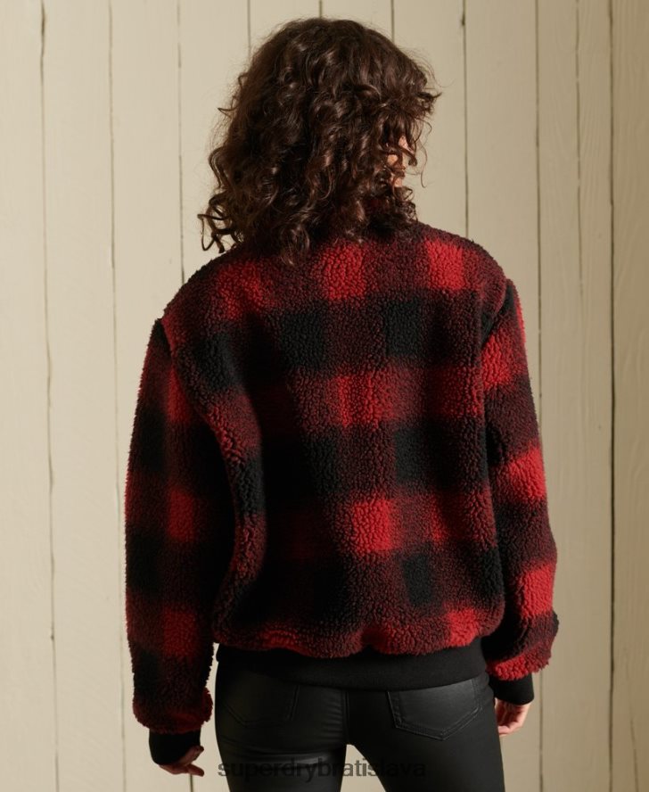 Superdry ženy sherpa bomber bunda 6B4ZTR5484 oblečenie červená