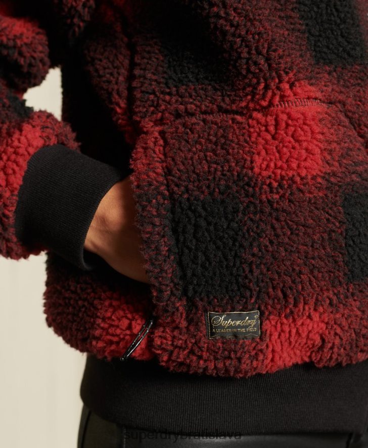 Superdry ženy sherpa bomber bunda 6B4ZTR5484 oblečenie červená