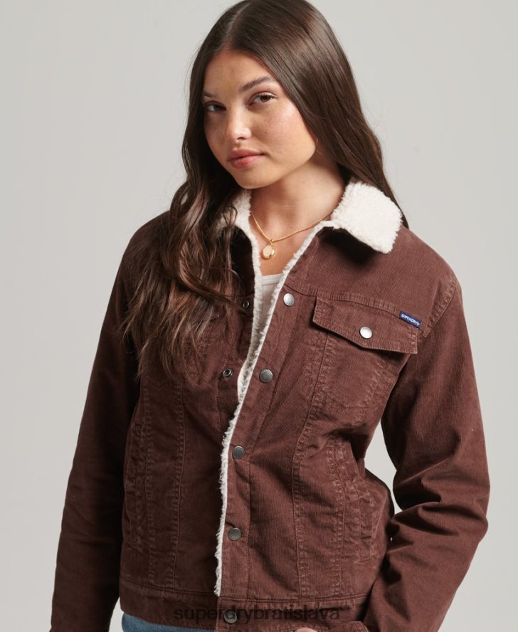 Superdry ženy sherpa cord trucker bunda 6B4ZTR3548 oblečenie hnedá