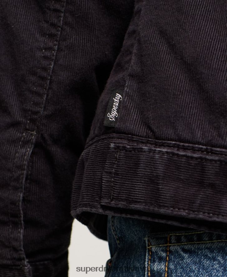 Superdry ženy sherpa cord trucker bunda 6B4ZTR3817 oblečenie čierna