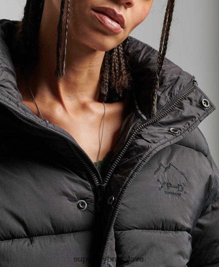 Superdry ženy skrátená kuklová bunda 6B4ZTR3564 oblečenie čierna