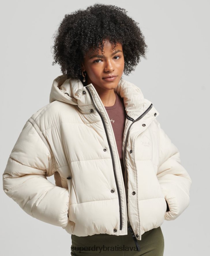 Superdry ženy skrátená kuklová bunda 6B4ZTR3642 oblečenie krém