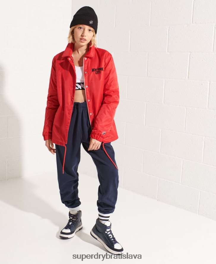 Superdry ženy snap tréner bunda 6B4ZTR5733 oblečenie červená