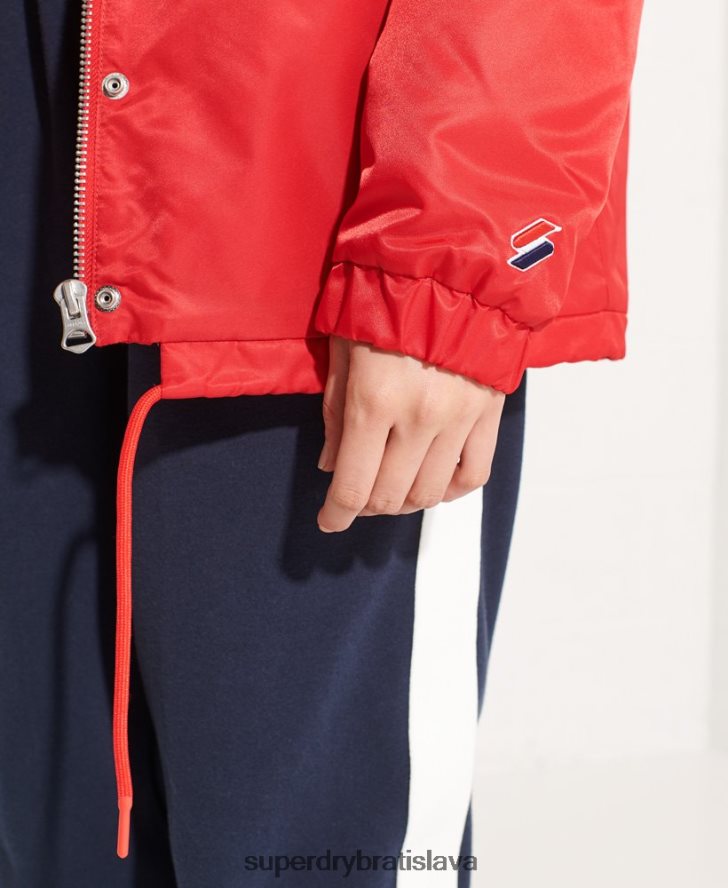 Superdry ženy snap tréner bunda 6B4ZTR5733 oblečenie červená