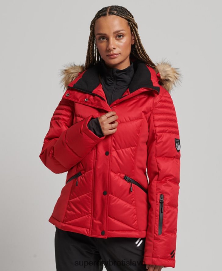Superdry ženy snehová luxusná bunda 6B4ZTR3566 oblečenie červená