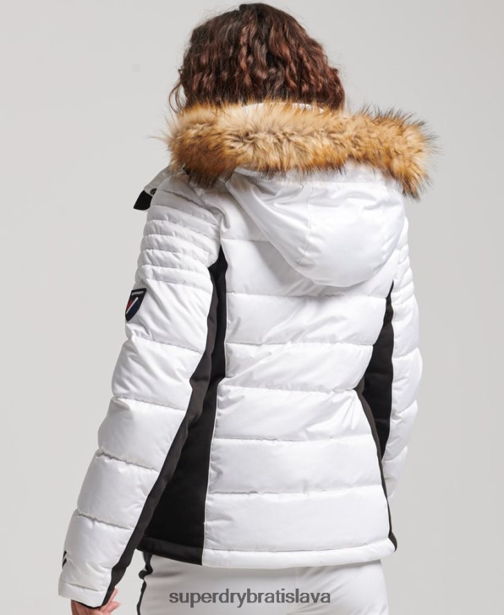 Superdry ženy snehová luxusná bunda 6B4ZTR3567 oblečenie biely