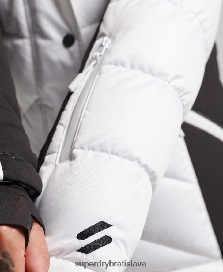 Superdry ženy snehová luxusná bunda 6B4ZTR3567 oblečenie biely