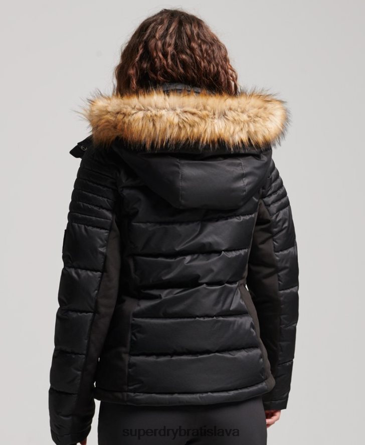 Superdry ženy snehová luxusná bunda 6B4ZTR3568 oblečenie čierna
