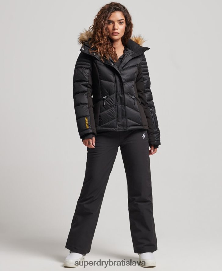 Superdry ženy snehová luxusná bunda 6B4ZTR3568 oblečenie čierna