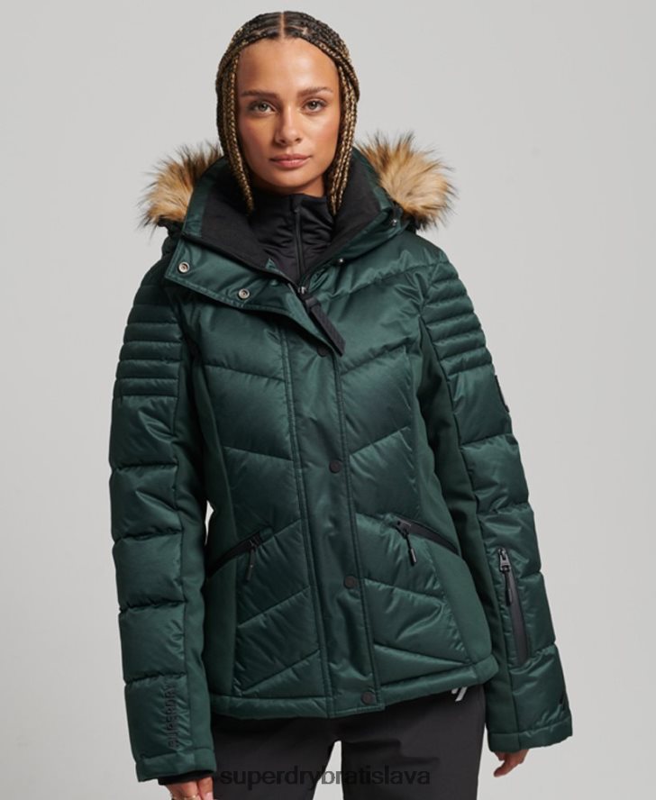 Superdry ženy snehová luxusná bunda 6B4ZTR3680 oblečenie zelená