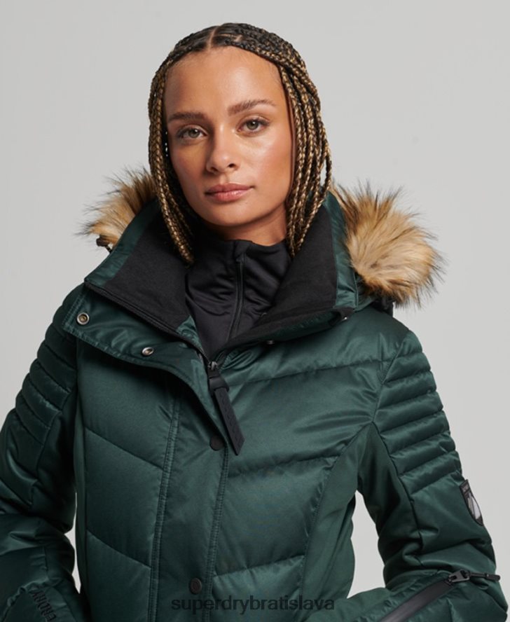 Superdry ženy snehová luxusná bunda 6B4ZTR3680 oblečenie zelená