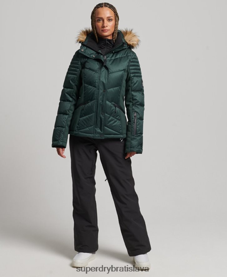 Superdry ženy snehová luxusná bunda 6B4ZTR3680 oblečenie zelená