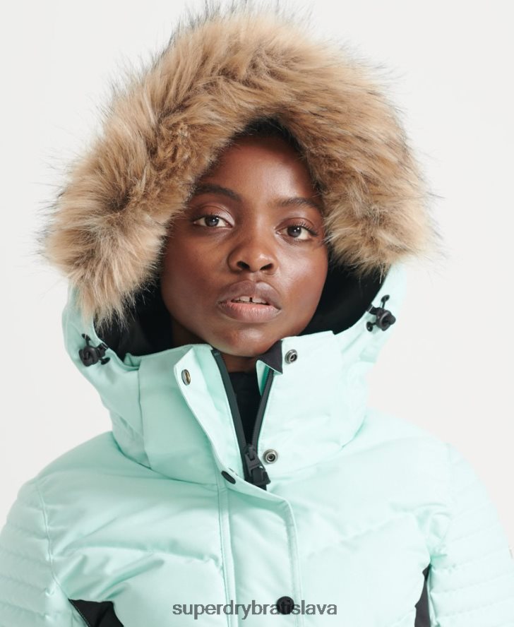 Superdry ženy snehová luxusná bunda 6B4ZTR5460 oblečenie svetlo modrá