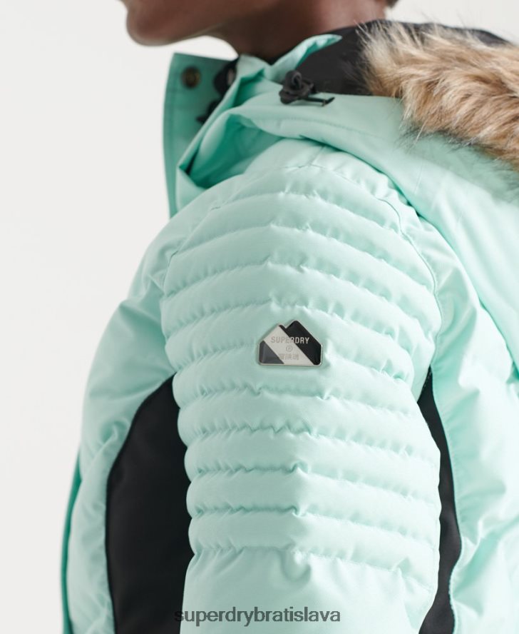 Superdry ženy snehová luxusná bunda 6B4ZTR5460 oblečenie svetlo modrá