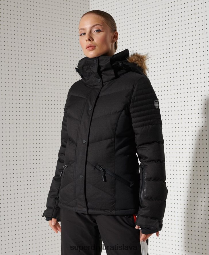 Superdry ženy snehová luxusná bunda 6B4ZTR5543 oblečenie čierna