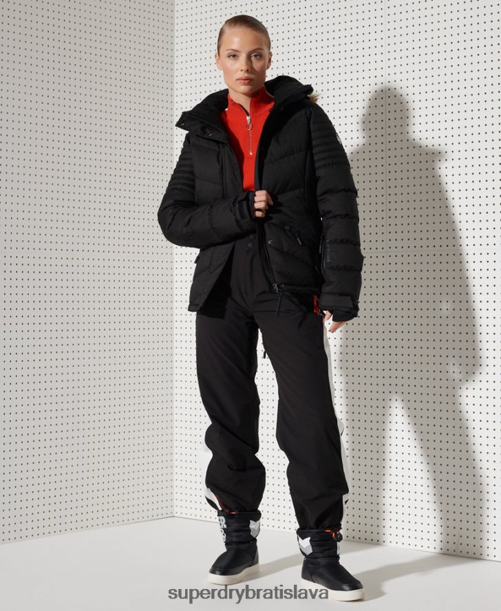 Superdry ženy snehová luxusná bunda 6B4ZTR5543 oblečenie čierna