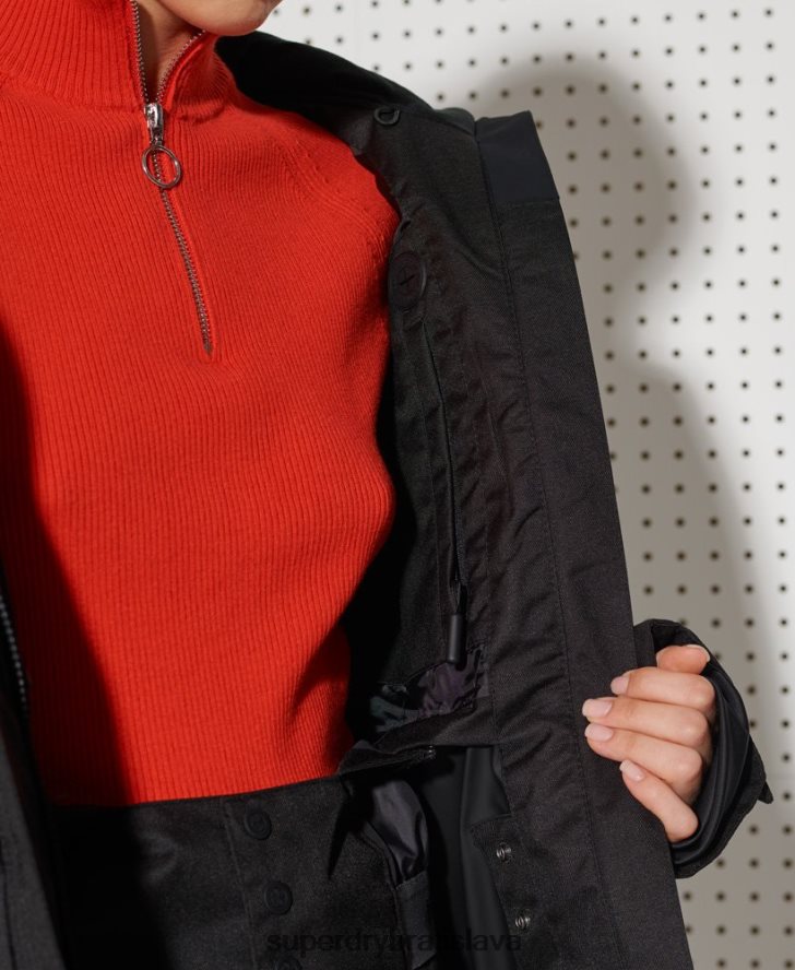 Superdry ženy snehová luxusná bunda 6B4ZTR5543 oblečenie čierna