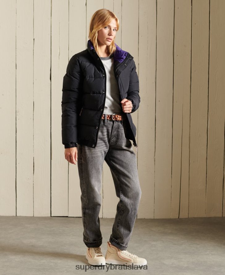 Superdry ženy source retro puffer bunda 6B4ZTR5625 oblečenie tmavošedý